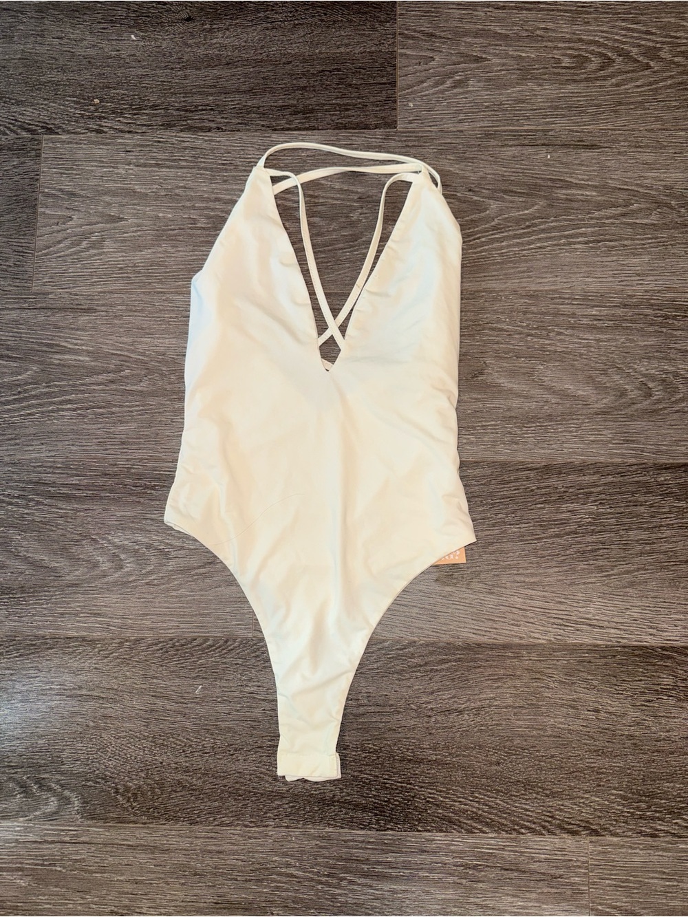 Tiger Mist Cream V-Neck Strappy Bodysuit